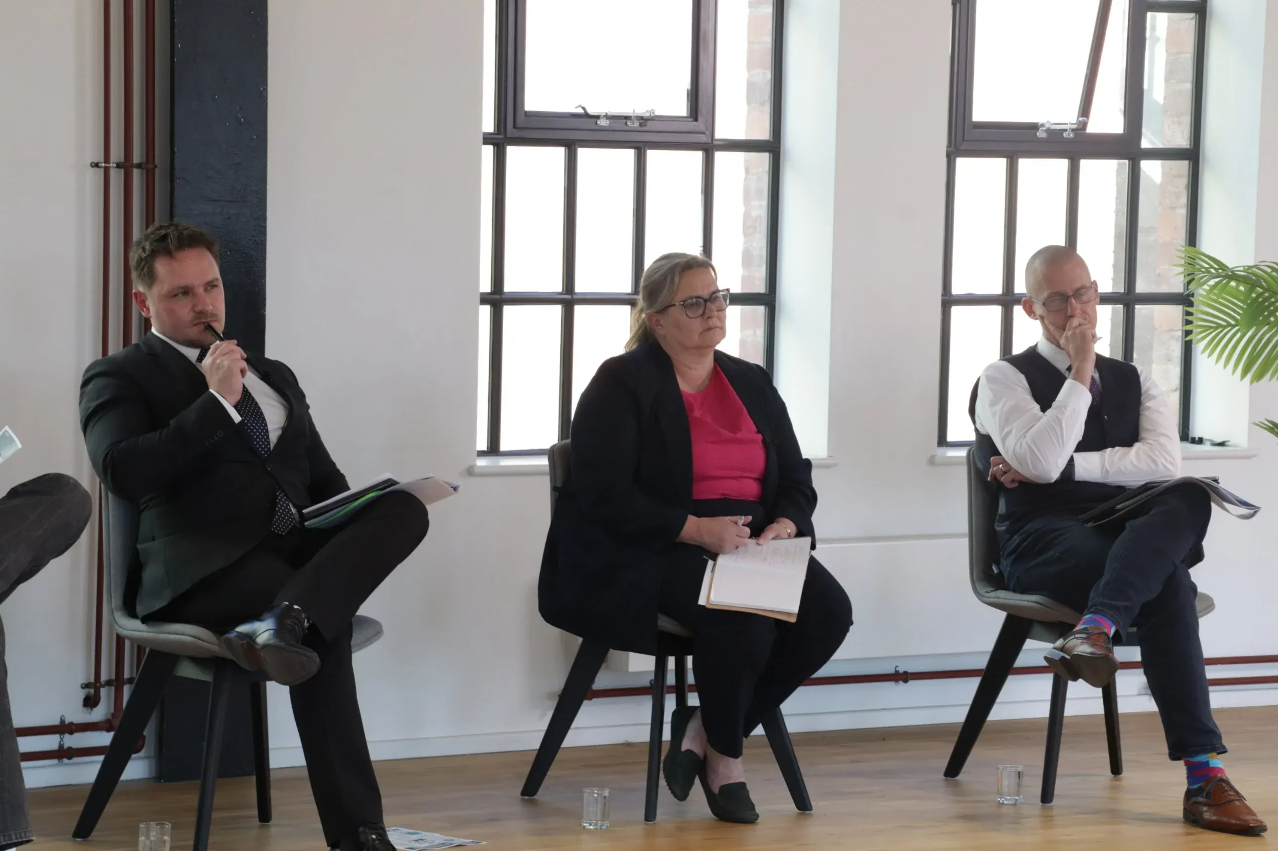 Dr Lewis Haydon on the panel at a Dragons’ Den-style pitch event in Birmingham, UK